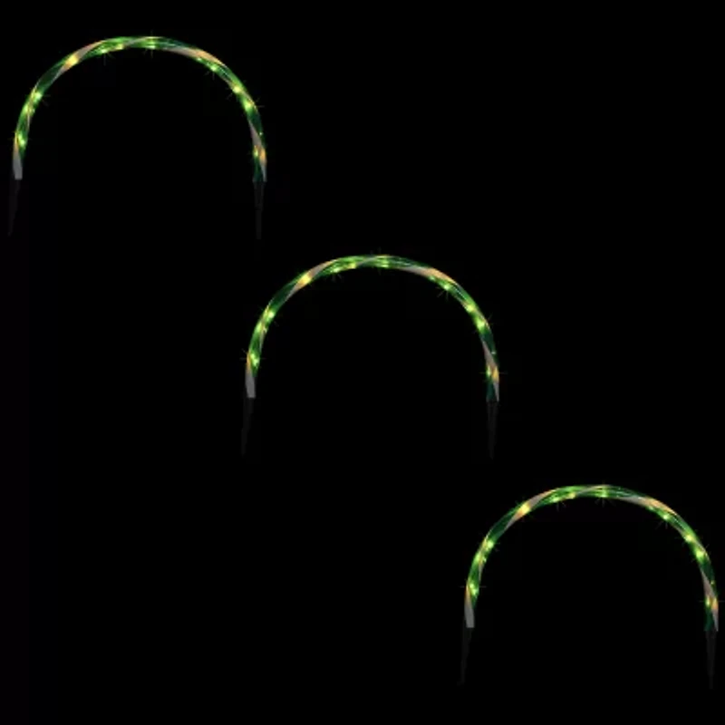 Northlight Candy Cane Arch Pathway Markers - Green - Set Of 3 Christmas Yard Art