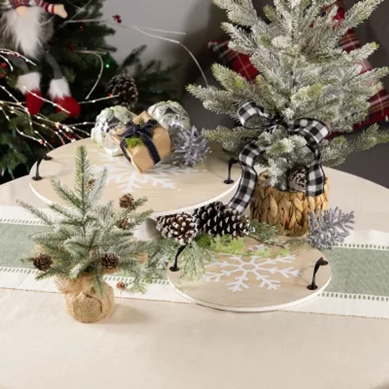Northlight 16" Round Snowflake Serving Trays Christmas Tabletop Decor