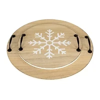 Northlight Round Snowflake Serving Trays With Handles - 15.75in - Set Of 2 Christmas Tabletop Decor