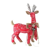 Northlight Reindeer With Burlap Bow - 24in - Red And Brown Christmas Tabletop Decor
