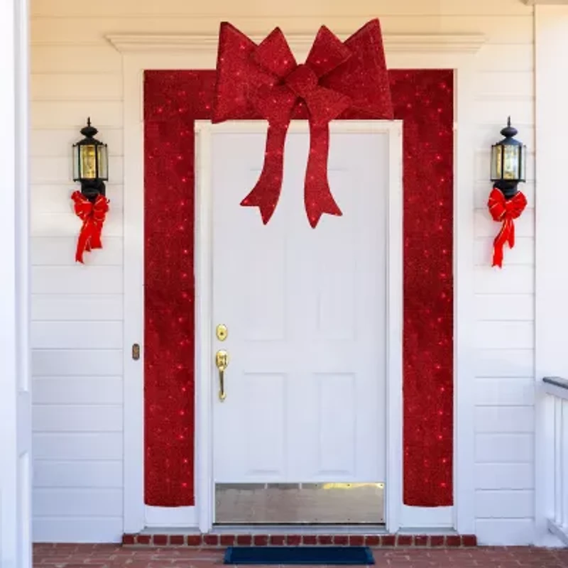 Northlight 8ft Red Led Lighted Doorway Arch With Bow Wall Sign