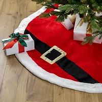 Northlight 48in Red And White Velveteen Santa Claus Belt Buckle Indoor Tree Skirt