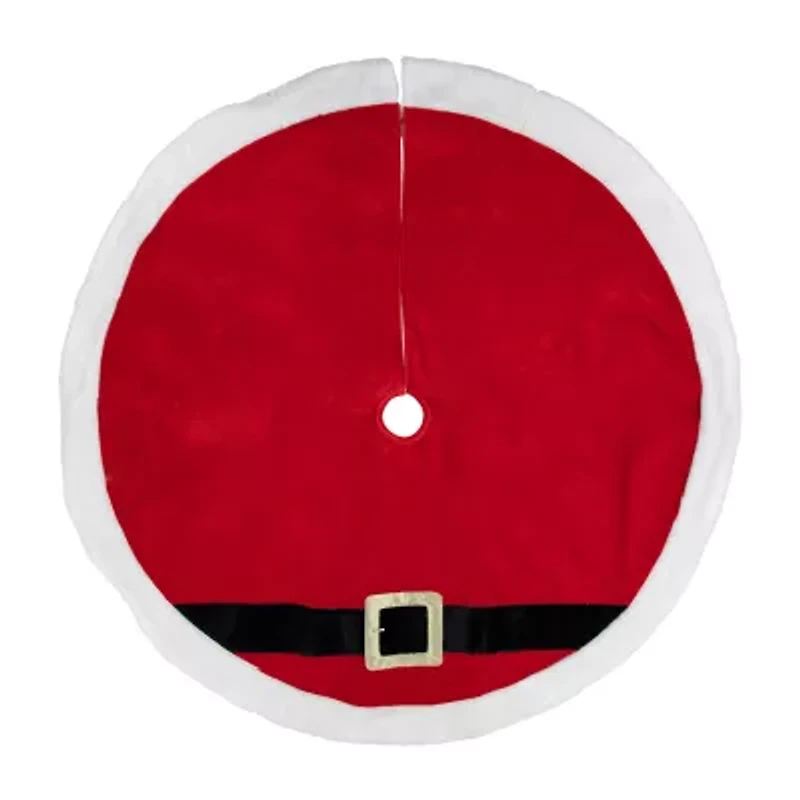 Northlight 48in Red And White Velveteen Santa Claus Belt Buckle Indoor Tree Skirt