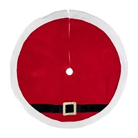 Northlight 48in Red And White Velveteen Santa Claus Belt Buckle Indoor Tree Skirt