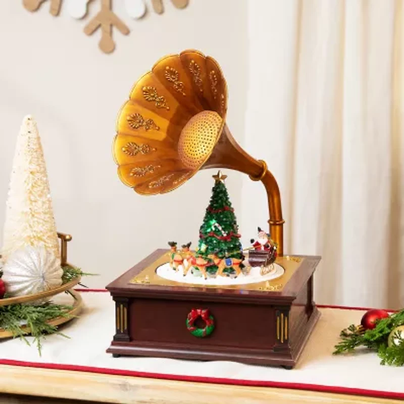 Northlight Led Lighted And Musical Gramophone Animated - 14in Plays Music Christmas Tabletop Decor