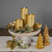 Northlight Led Brushed Pillar- 8in - Gold Finish - Set Of 3 Flameless Candle