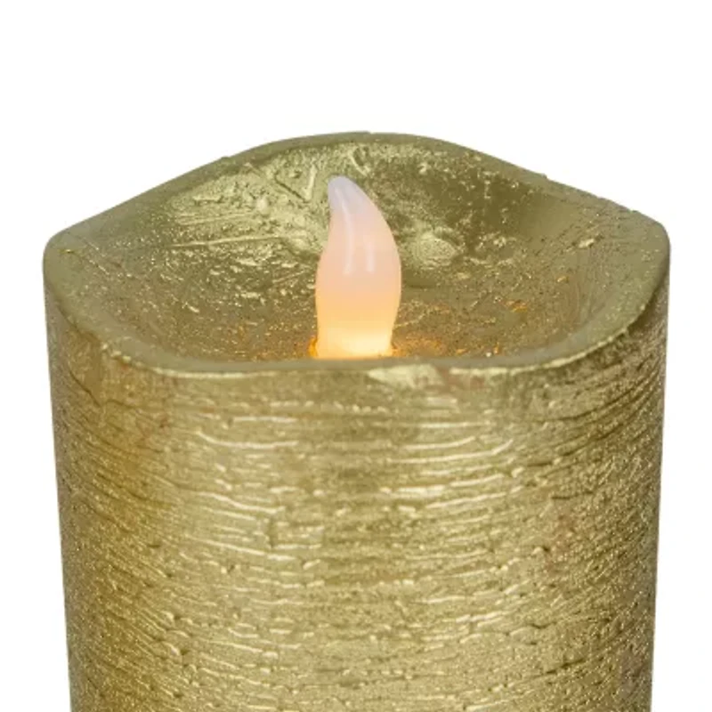 Northlight 8" Led Brushed Flameless Pillar Flameless Candle