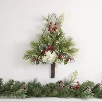 Northlight 24in Pine Tree With Berries And Holly Christmas Window Decor