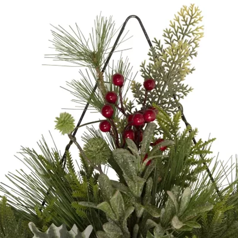 Northlight 24in Pine Tree With Berries And Holly Christmas Window Decor