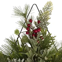 Northlight 24in Pine Tree With Berries And Holly Christmas Window Decor