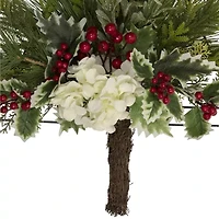 Northlight 24in Pine Tree With Berries And Holly Christmas Window Decor