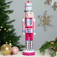 Northlight Cake King Figure - 15in - Pink And Blue Wood Christmas Nutcracker