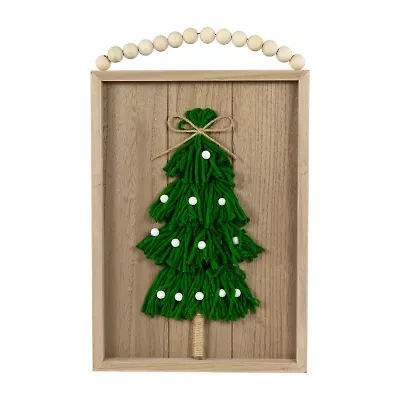 Northlight 14in Knitted Tree Wooden Framed Wall Sign