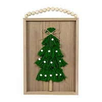 Northlight 14in Knitted Tree Wooden Framed Wall Sign
