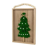 Northlight 14in Knitted Tree Wooden Framed Wall Sign