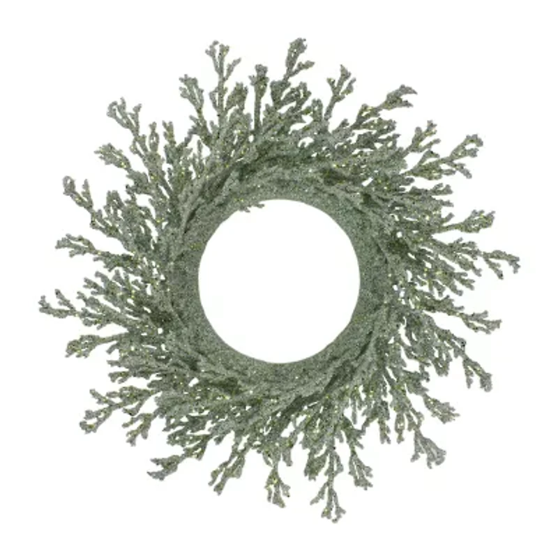 Northlight 20in Green Glittered Artificial Coral Wreath