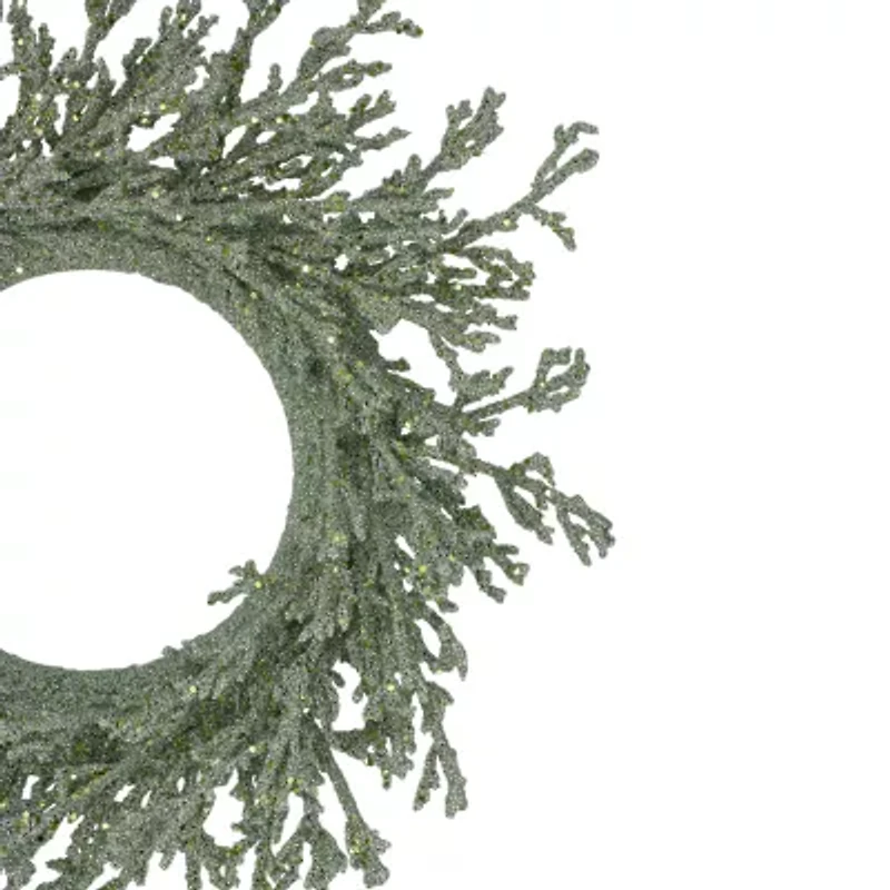 Northlight 20in Green Glittered Artificial Coral Wreath