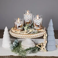 Northlight Led Flickering Woodland Glass Pillar - 6in - Set Of 3 Flameless Candle