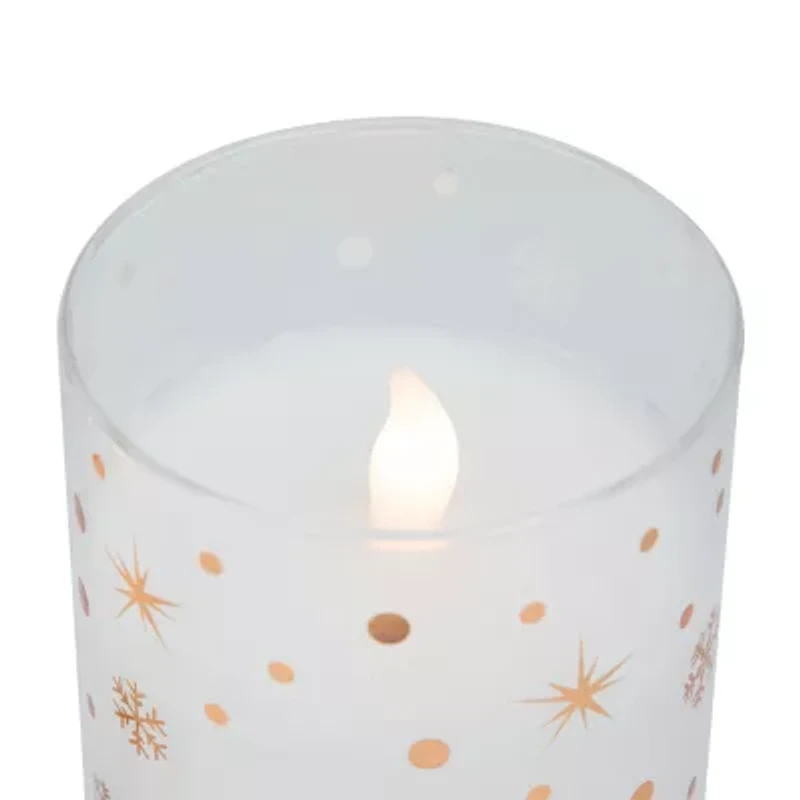 Northlight Led Flickering Woodland Glass Pillar - 6in - Set Of 3 Flameless Candle
