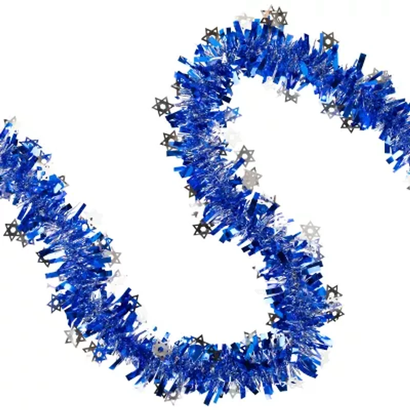 Northlight Star Of David Hanukkah - 50ft X 3.5in - Blue & Silver - Unlit Christmas Indoor Garland