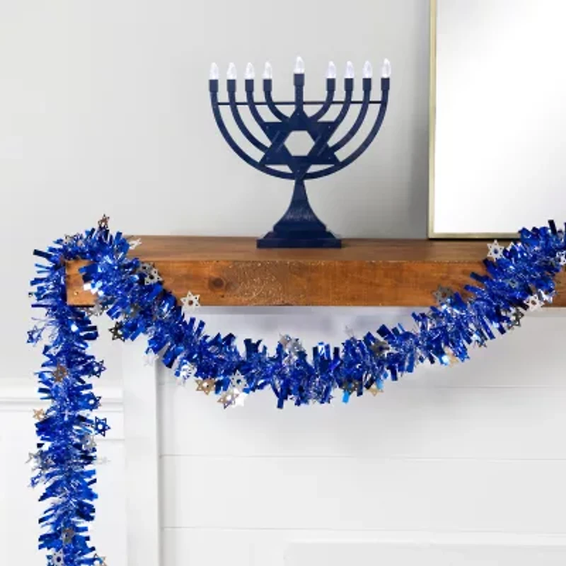 Northlight Star Of David Hanukkah - 50ft X 3.5in - Blue & Silver - Unlit Christmas Indoor Garland