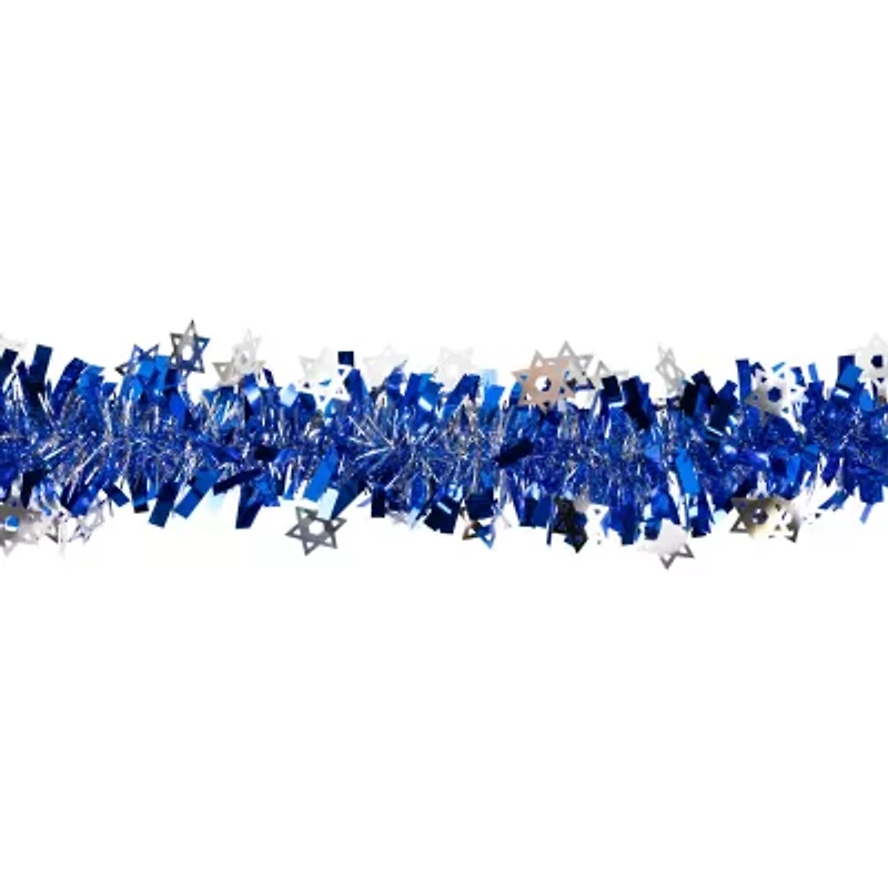 Northlight Star Of David Hanukkah - 50ft X 3.5in - Blue & Silver - Unlit Christmas Indoor Garland
