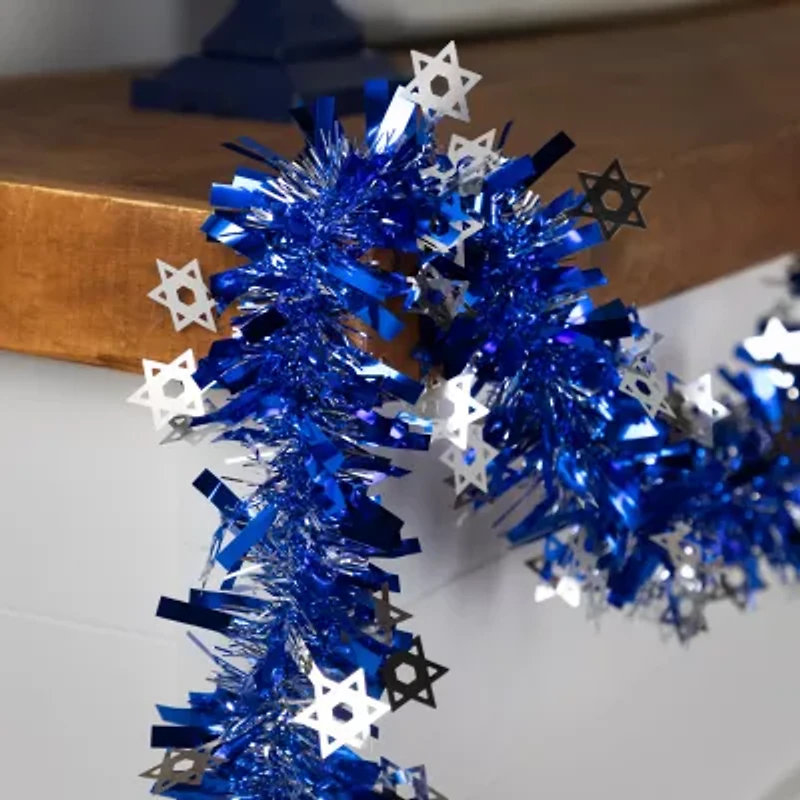 Northlight Star Of David Hanukkah - 50ft X 3.5in - Blue & Silver - Unlit Christmas Indoor Garland