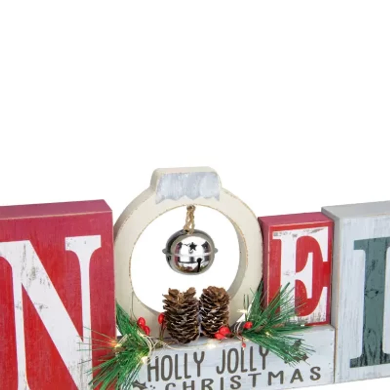 Northlight Led Lighted Innoel Holly Jolly In With Jingle Bell - 13in Lighted Christmas Tabletop Decor