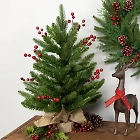 Northlight Real Touch™️ Potted Sarasota Pine Artificial - 24in - Unlit 2 Foot Pine Christmas Tree