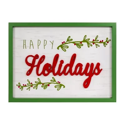 Northlight 15.75in Framed Inhappy Holidaysin Wooden Wall Sign