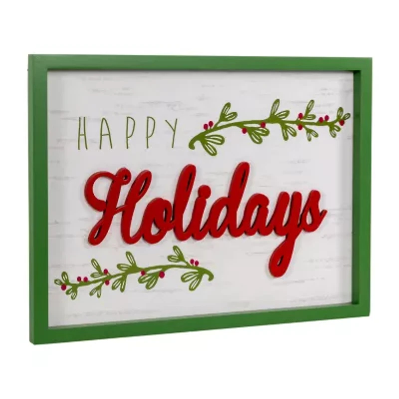 Northlight 15.75in Framed Inhappy Holidaysin Wooden Wall Sign
