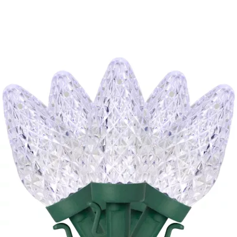 Northlight 100ct Pure White Faceted Led C9 - 67ft Green Wire String Lights