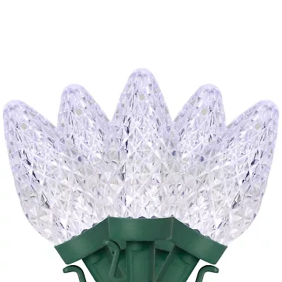 Northlight 100ct Pure White Faceted Led C9 - 67ft Green Wire String Lights