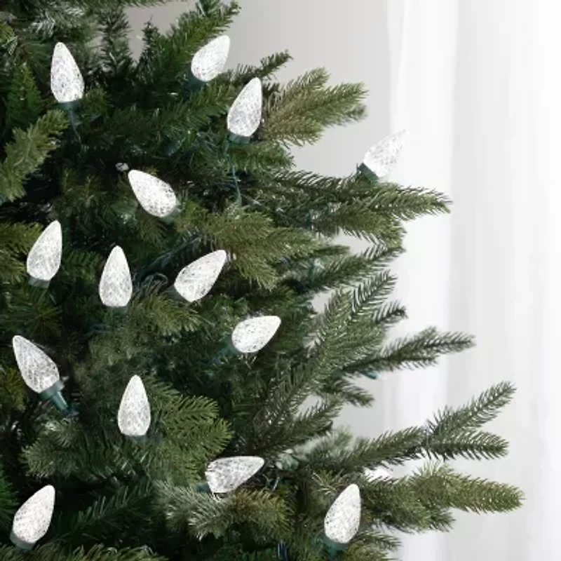 Northlight 100ct Pure White Faceted Led C9 - 67ft Green Wire String Lights