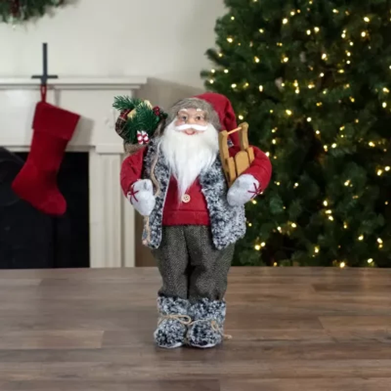 Northlight 18in Standing Carrying Presents And A Sled Christmas Figurine
