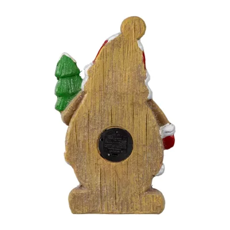 Northlight Lighted Gingerbread Santa With Frosted Tree - 16in Christmas Figurine