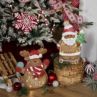 Northlight Lighted Gingerbread Santa With Frosted Tree - 16in Christmas Figurine