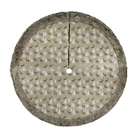 Northlight 48in Green And Brown Knit Deer And Tree Indoor Tree Skirt