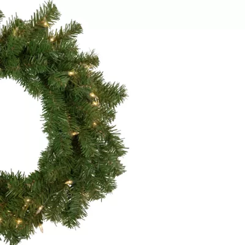 Northlight 18" Pre Lit Deluxe Dorchester Pine Wreath
