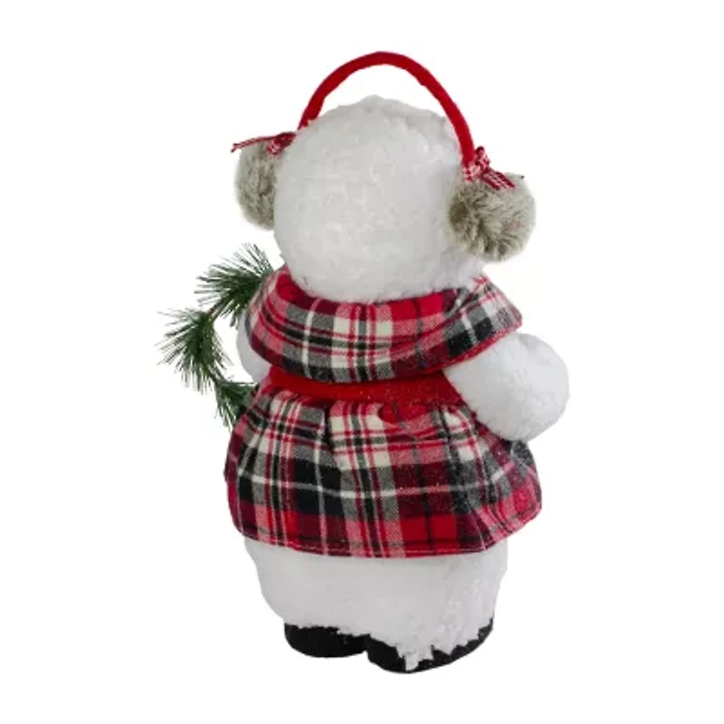 Northlight Plush Girl Snowman With Ear Muffs And - 12in Christmas Figurine
