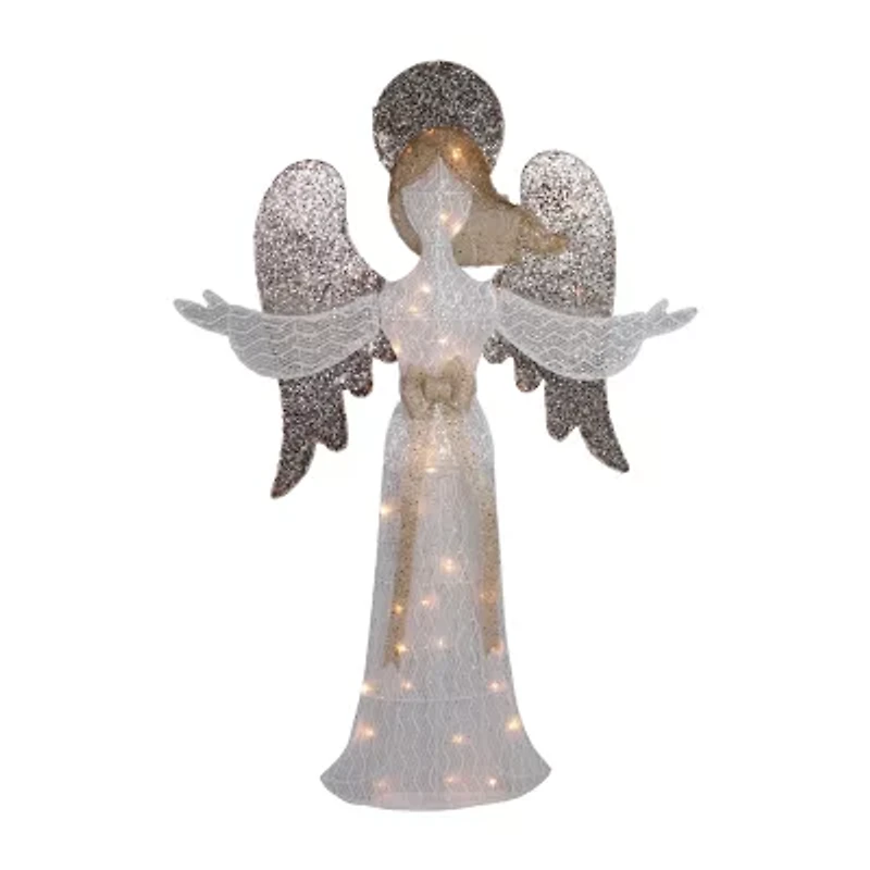 Northlight 49.25in Led Lighted White And Gold Angel Christmas Yard Art