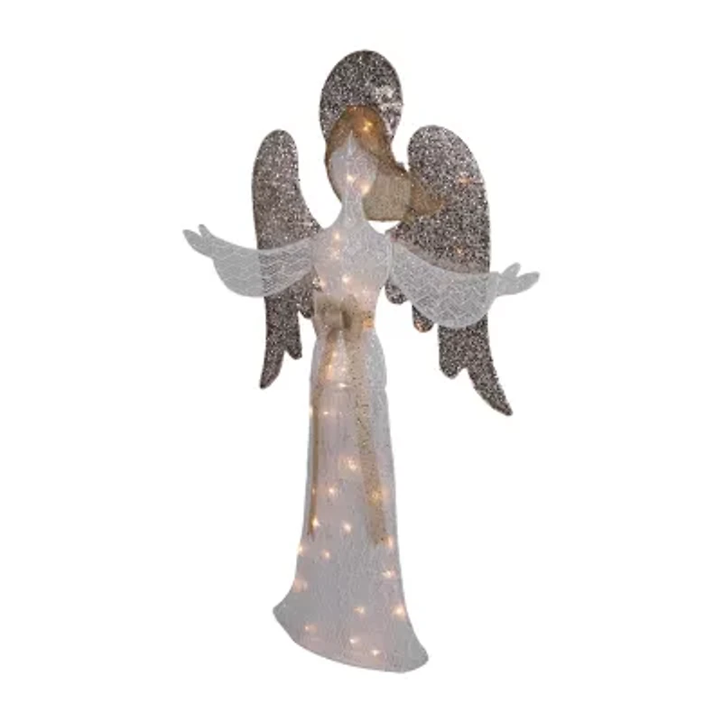 Northlight 49.25in Led Lighted White And Gold Angel Christmas Yard Art
