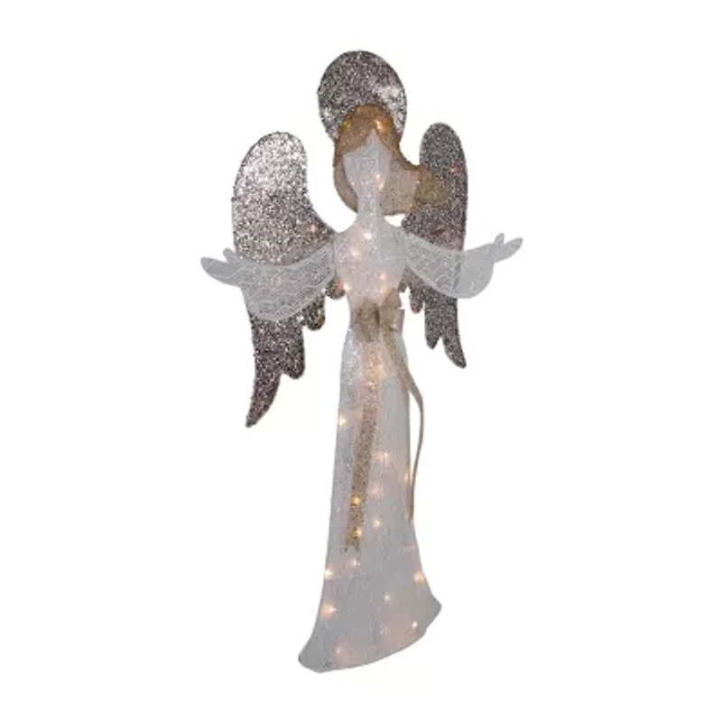 Northlight 49.25in Led Lighted White And Gold Angel Christmas Yard Art