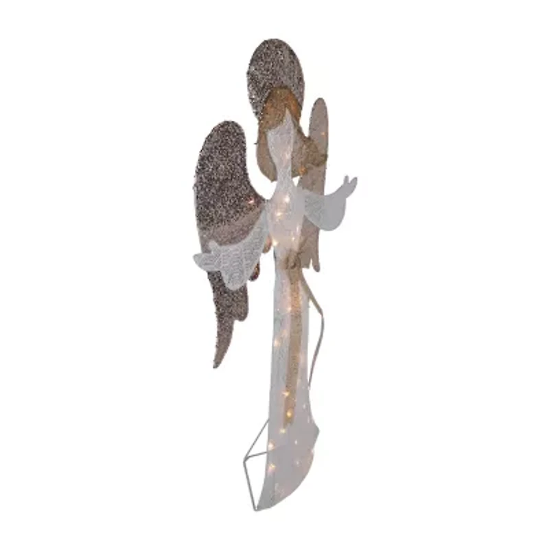 Northlight 49.25in Led Lighted White And Gold Angel Christmas Yard Art