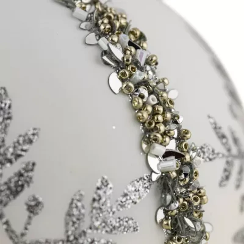 Northlight Set Of 2 Matte White Sequin Glitter Snowflake Glass 4in Christmas Ornament