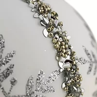 Northlight Set Of 2 Matte White Sequin Glitter Snowflake Glass 4in Christmas Ornament
