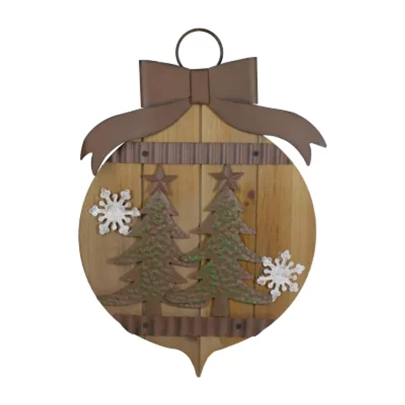 Northlight Rustic Trees And Snowflakes - 17.5in Wall Sign