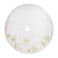 Northlight 48in White With Gold Embroidered Snowflakes Indoor Tree Skirt