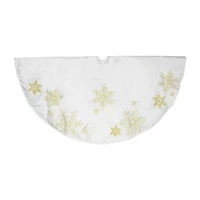 Northlight 48in White With Gold Embroidered Snowflakes Indoor Tree Skirt