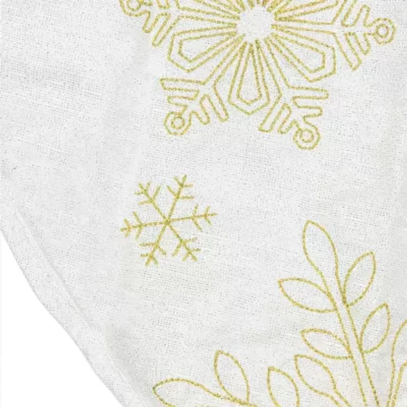 Northlight 48in White With Gold Embroidered Snowflakes Indoor Tree Skirt
